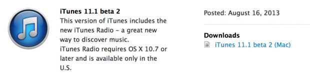 Для загрузки доступны iTunes 11.0.5 и iTunes 11.1 beta 2