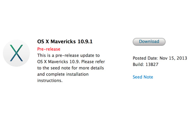 Apple выпустила предрелизную бета-версию OS X Mavericks 10.9.1