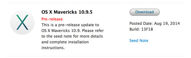 Apple выпустила OS X Mavericks 10.9.5 beta 4