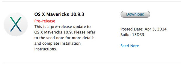Apple представила еще одну предрелизную сборку OS X Mavericks 10.9.3