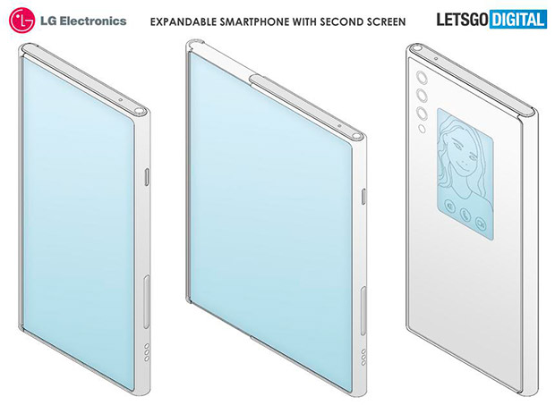 LG запатентовала смартфон с экраном-рулоном и дополнительным экраном