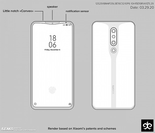 Xiaomi запатентовала смартфон с дугообразным вырезом дисплея
