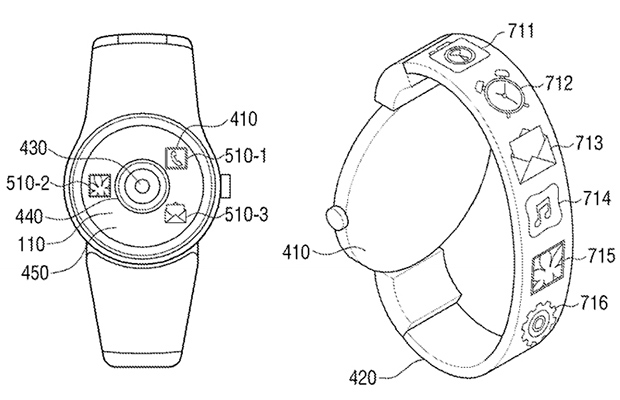 Samsung патентует смарт-часы со встроенной камерой и планшет с растягивающимся экраном