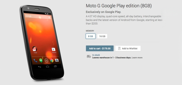 Смартфон Мото G Google Play Edition поступил в продажу за $179