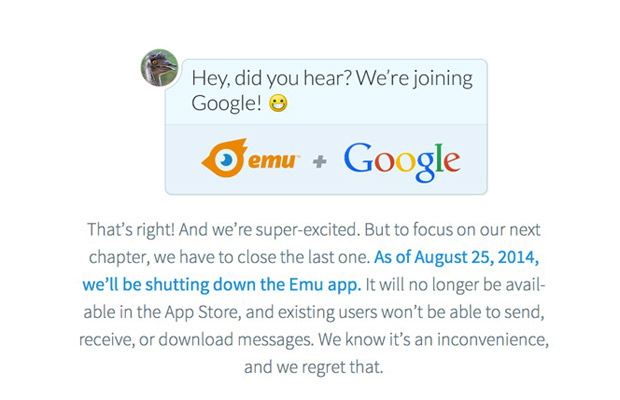 Google купила приложение для обмена сообщениями на iPhone под названием Emu