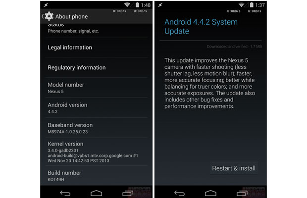Google предоставила обновление Android 4.4.2 для устройств Nexus
