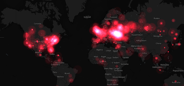 В Twitter появилась карта популярности обсуждений событий в Украине