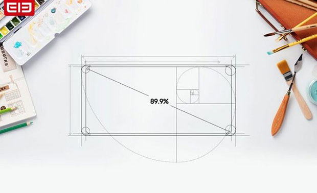 Экран Elephone S9 занимает 89.9% площади лицевой панели