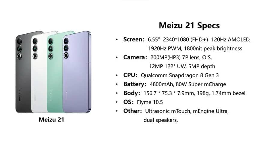 Раскрыты характеристики ожидаемого смартфона Meizu 21