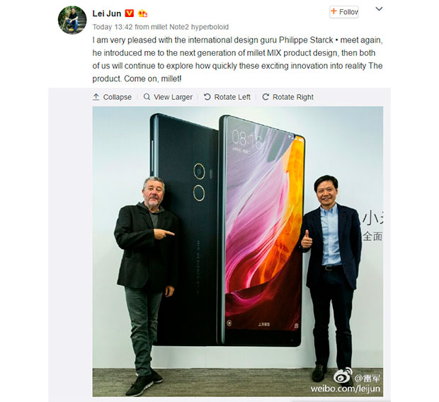 Стали известны подробности о Xiaomi Mi MIX II