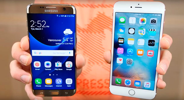 Сравнение прочности Samsung Galaxy S7 Edge и iPhone 6s Plus