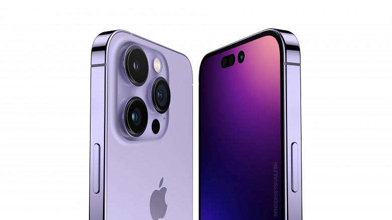 Опубликованы качественные рендеры смартфона iPhone 14 Pro в фиолетовом цвете