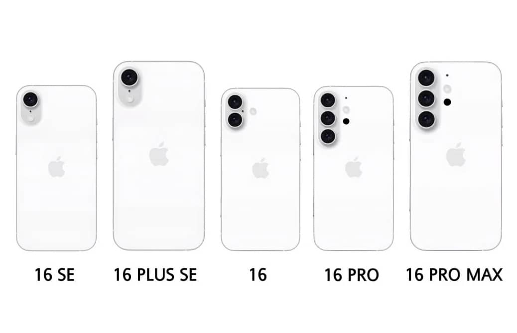 Показаны 5 моделей серии iPhone 16 с обновленным дизайном камеры