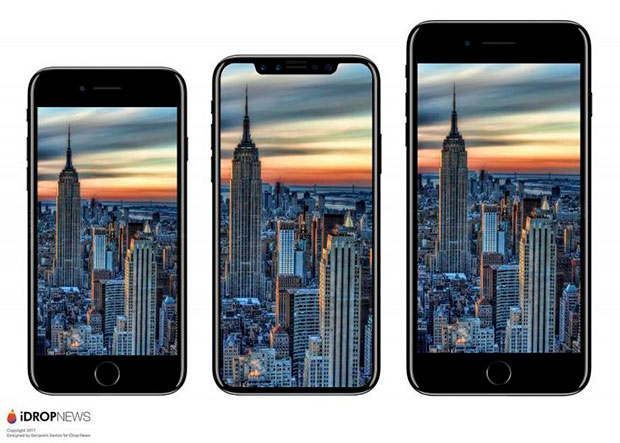 Сравнение дизайна iPhone 8, iPhone 7 и Galaxy S8