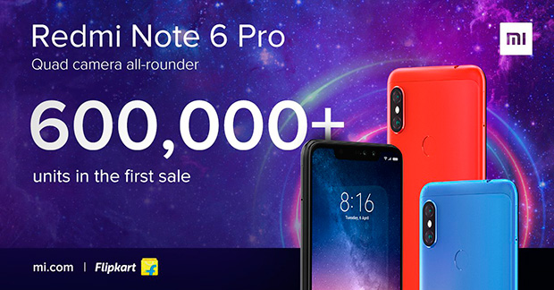 Xiaomi продала 600 000 Redmi Note 6 Pro в течение нескольких минут