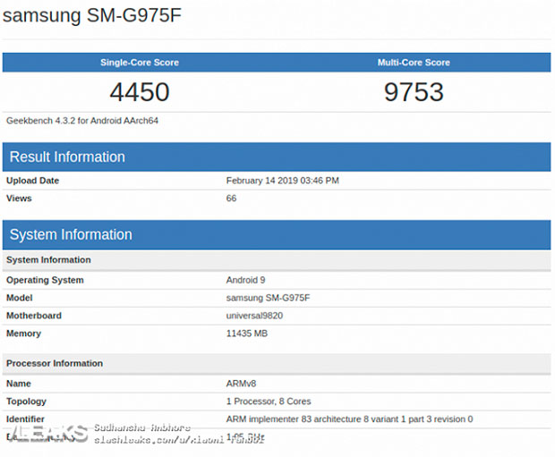 Топовая версия Samsung Galaxy S10+ протестирована в Geekbench и AnTuTu