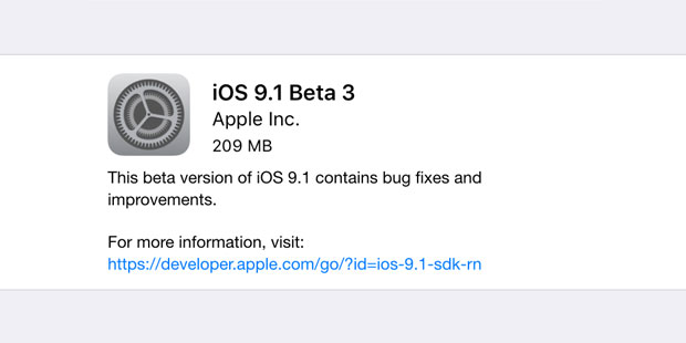 Доступна для загрузки iOS 9.1 beta 3