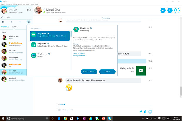 Microsoft запускает в Skype ботов