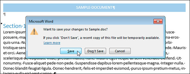 Как восстановить несохранившейся документ в Microsoft Word