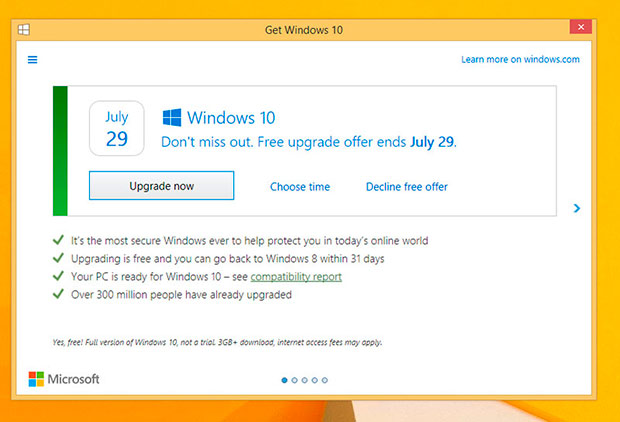 Microsoft возвращает отказ от установки Windows 10