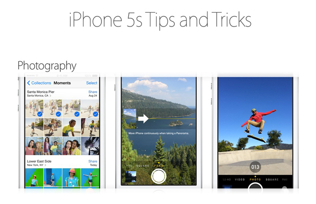 Apple добавила на сайт руководство «Советы и хитрости» для iPhone 4S, 5с и 5s