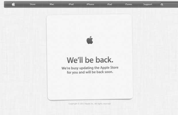 Сайт Apple Store возобновит свою работу после презентации iPhone 5S и iPhone 5С