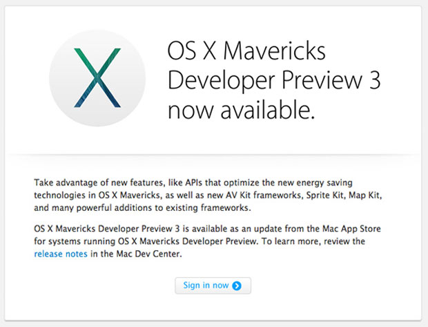 Скачать OS X Mavericks 10.9 Developer Preview 3