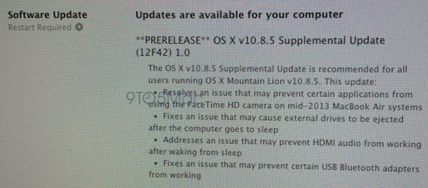Apple вот-вот выпустит еще одну версию OS X Mountain Lion 10.8.5