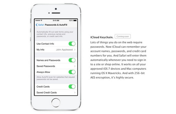 iOS 7 GM не будет включать функцию iCloud Keychain (синхронизаця паролей)