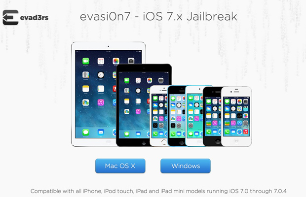 Evasi0n7 1.0.1 для джейлбрейка iOS 7 доступен для загрузки на Windows и Mac