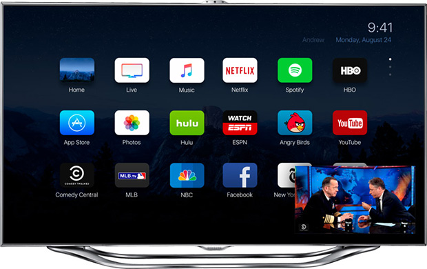 Концепт интерфейса телевизионной приставки Apple TV 4
