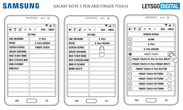 Samsung патентует одновременный ввод при помощи S-Pen и пальца в Galaxy Note 9