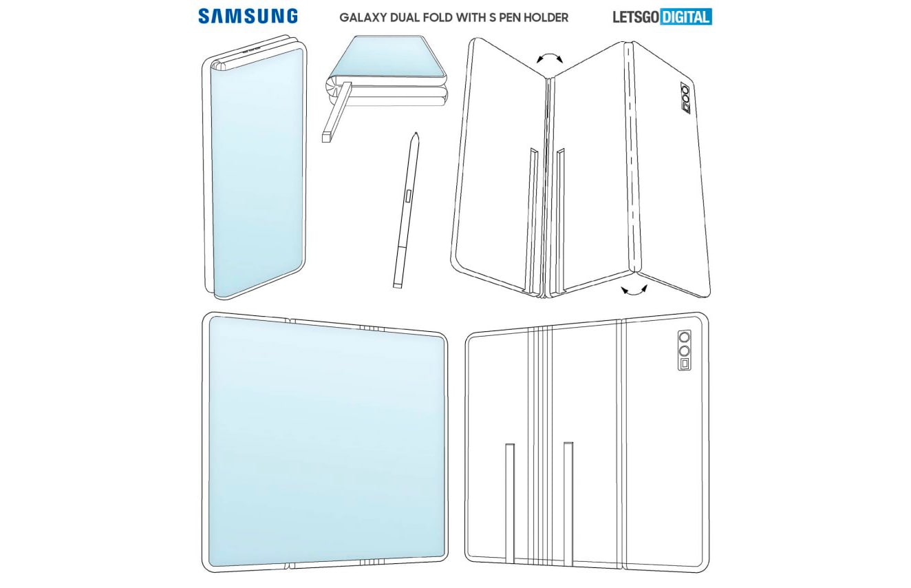 Складной смартфон Samsung Galaxy Dual Fold с поддержкой S Pen фигурирует в новом патенте