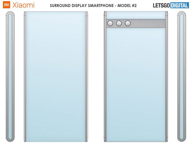 Xiaomi запатентовала два варианта дизайна смартфона с опоясывающим экраном