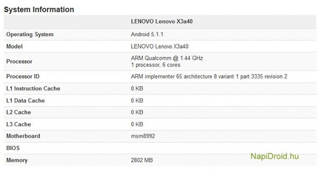 Новые подробности о спецификациях смартфона Lenovo Vibe X3