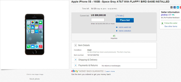 iPhone с установленной игрой «Flappy Bird» продается на eBay за $99,000