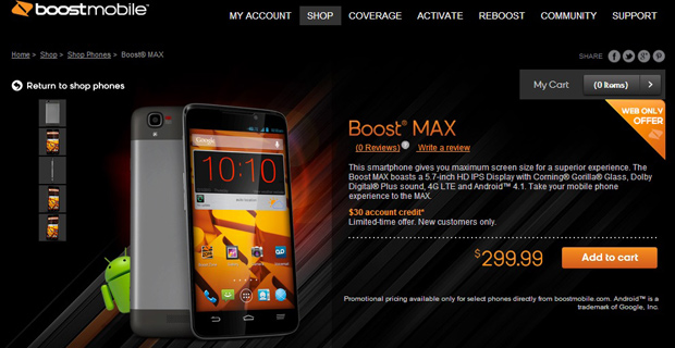 В США стал доступен фаблет ZTE Boost Max (Iconic)