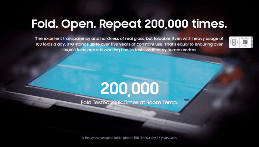 Samsung создала гибкий OLED-экран, который без видимых изменений можно складывать 200 000 раз