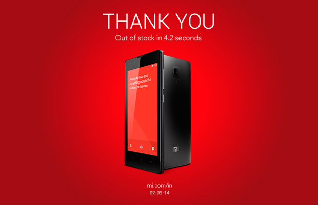 Xiaomi продала более 40 000 единиц Redmi 1S за 4,2 секунды в Индии