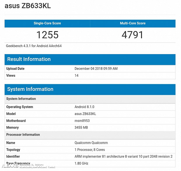 Asus ZenFone Max M2 и Max Pro M2 протестировали в Geekbench