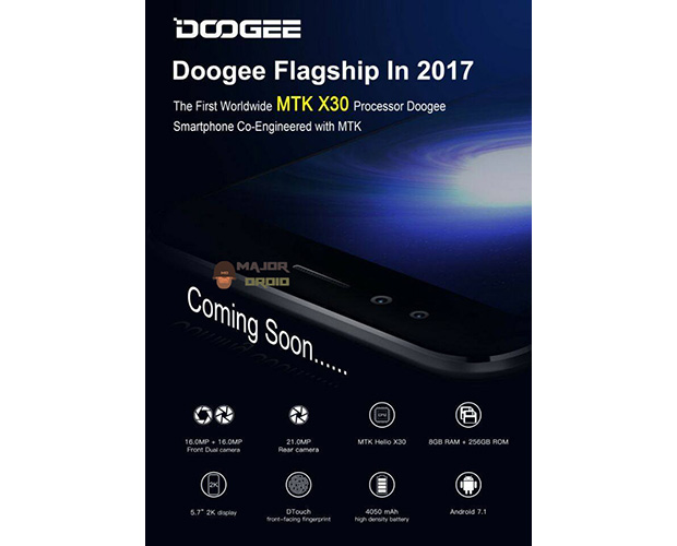 Флагман Doogee получит чипсет Helio X30, двойную переднюю камеру и 8 ГБ оперативной памяти
