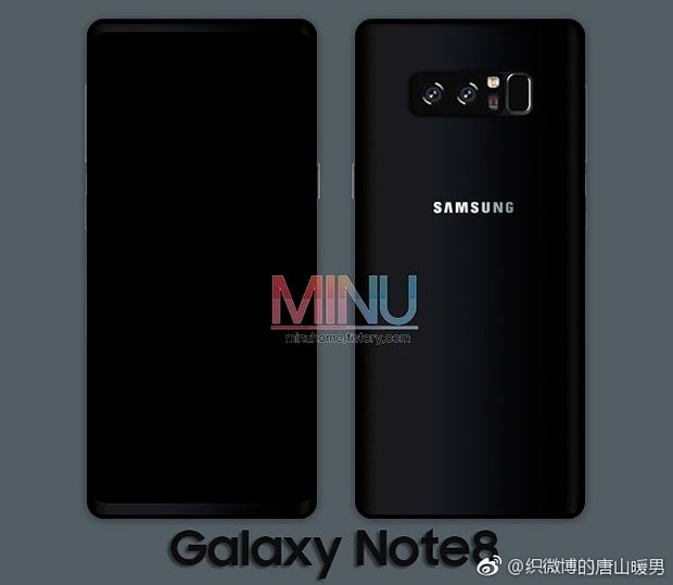 Samsung Galaxy Note 8 с двойной камерой замечен на качественных рендерах
