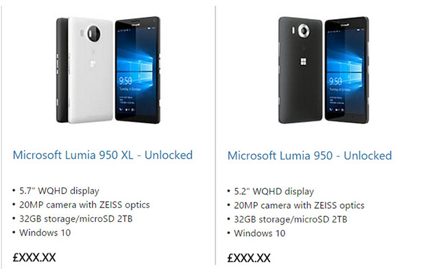 Официальный сайт Microsoft раскрыл спецификации Lumia 950 и 950XL