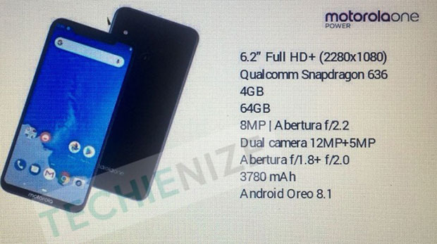 Озвучены характеристики смартфона Motorola One Power