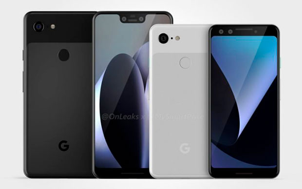 Показаны трехмерные модели Google Pixel 3 и Pixel 3 XL
