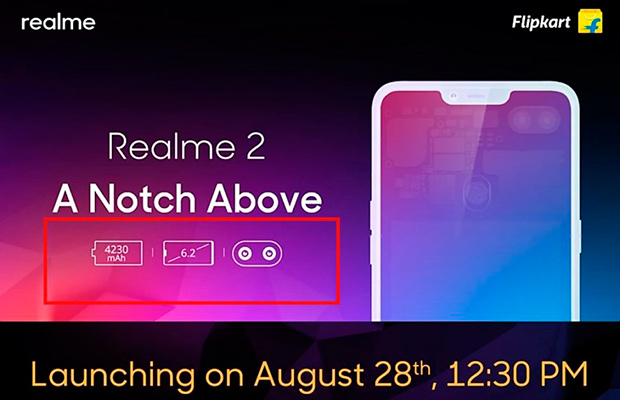 Realme 2 получит 6.2-дюймовый HD+ дисплей и процессор Snapdragon 450