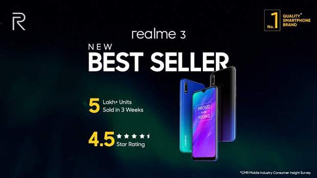 За три недели продано 500 000 смартфонов Realme 3