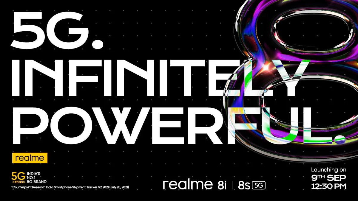 Смартфоны Realme 8s 5G и 8i с чипсетами MediaTek будут представлены 9 сентября