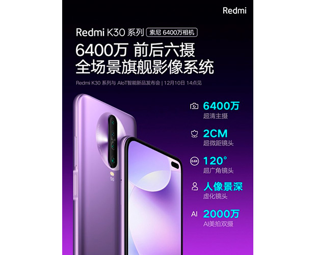 Redmi K30 получит 64-Мп основную камеру с датчиком Sony IMX686