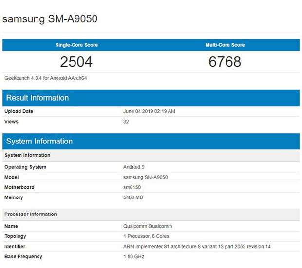 Смартфон Samsung Galaxy A90 побывал в Geekbench с сомнительным чипом